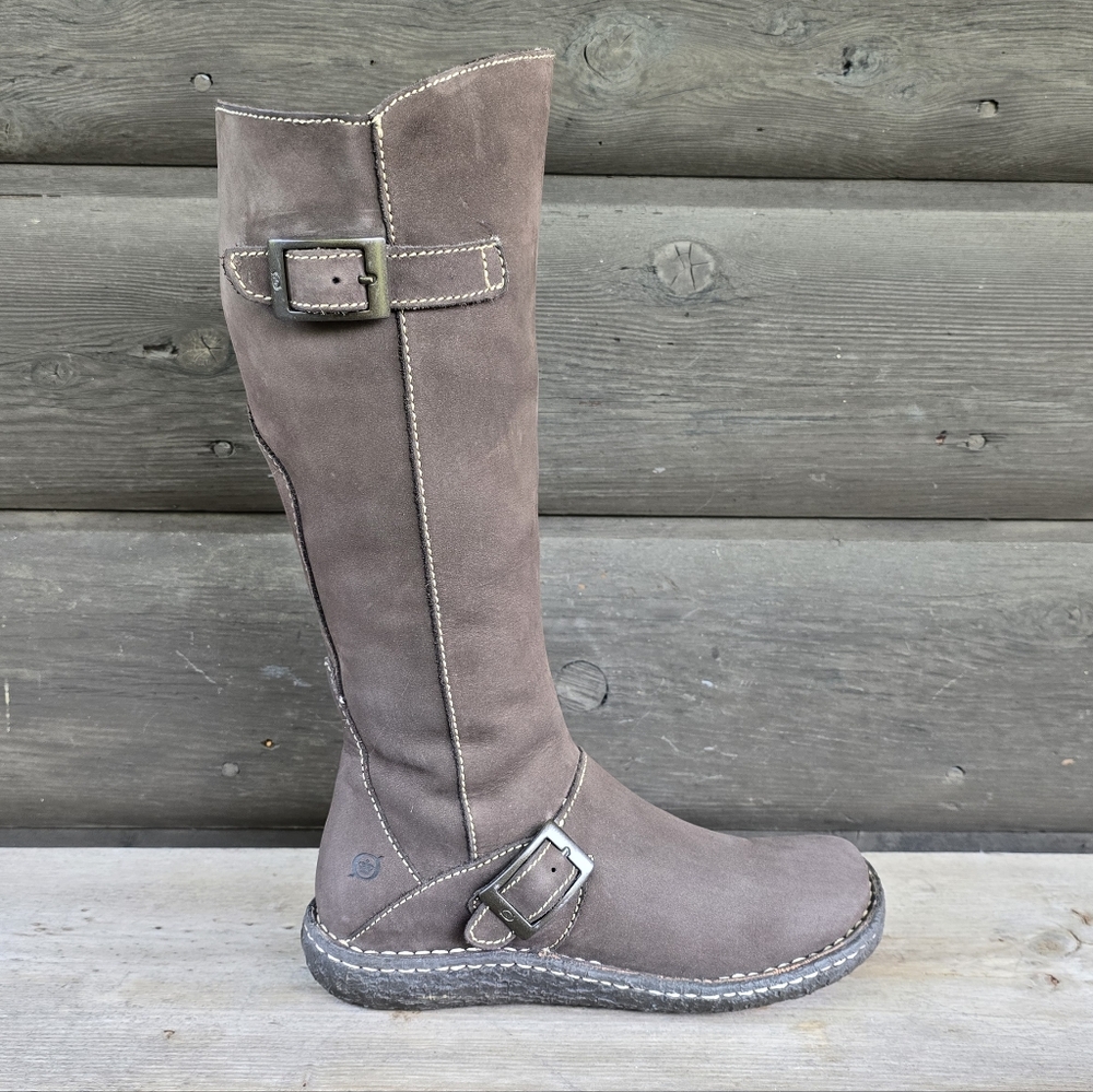 Born Kenya Y2K Boho Moto Minimalist Tall Nubuck Buckle Riding Boots 7M - Picture 15 of 16